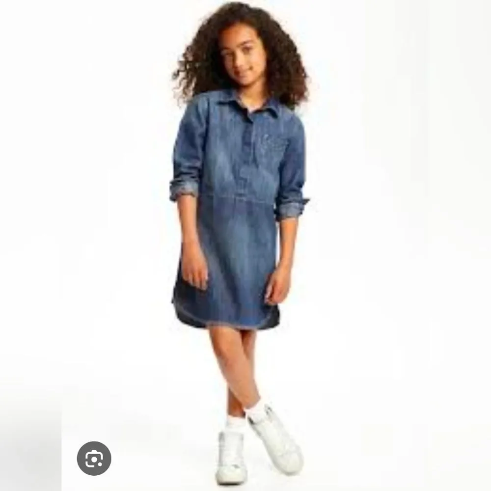 Old Navy Girls Blue Denim Shirt Dress Size M 8